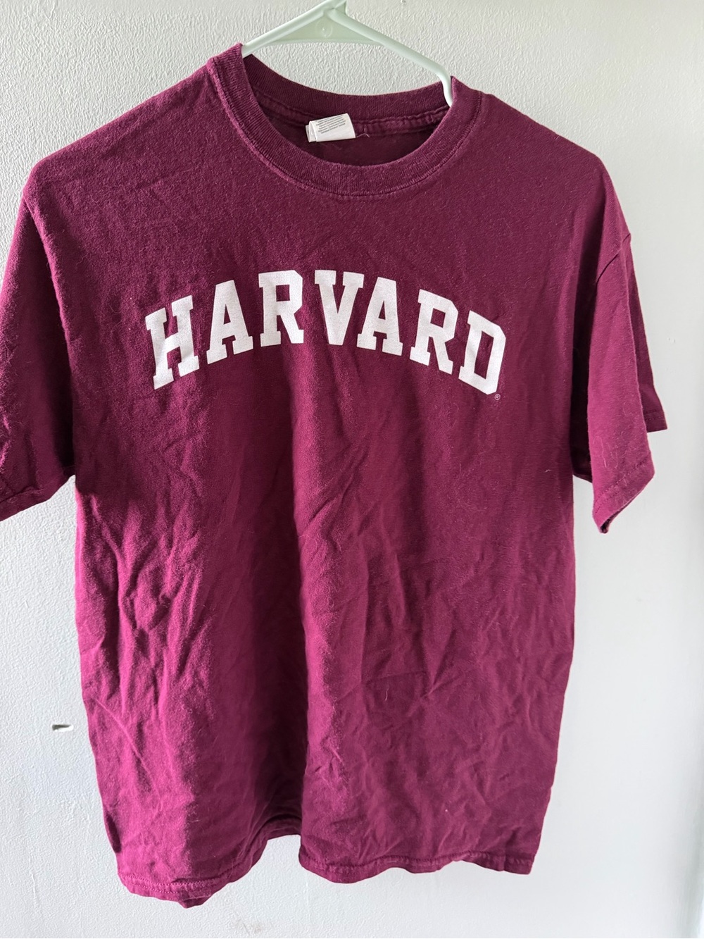 Gildan Maroon Harvard Short Sleeve Tee with White Lettering